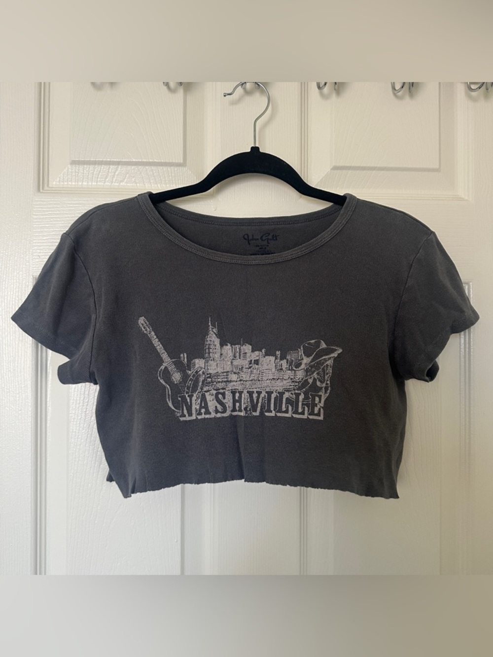 Brandy Melville Nashville Graphic Cropped Tee One Size Gray Baby Tee Y2K  Indie